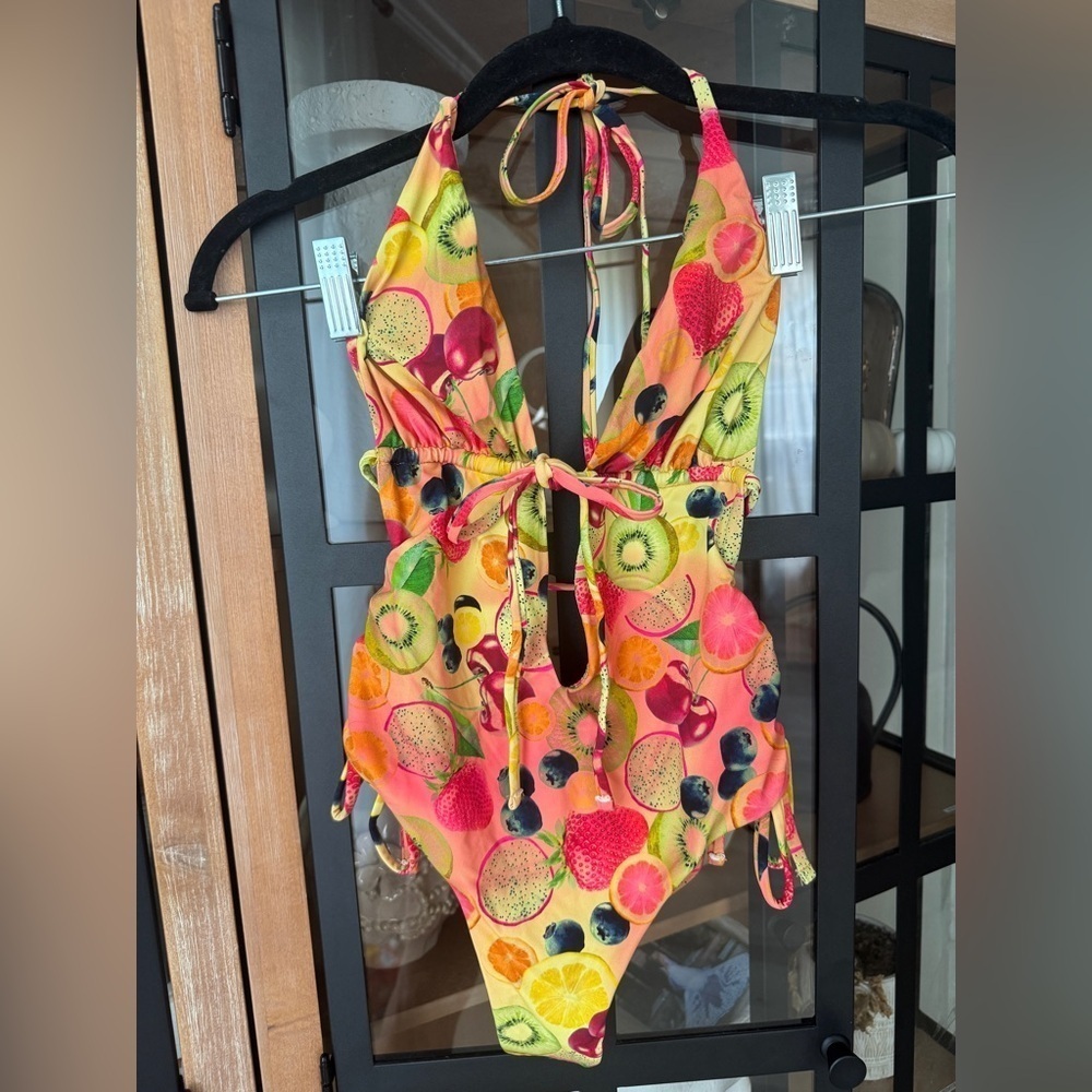 New Urban Outfitters Out From Under Ava One Piece Swimsuit fruit cheeky colorful